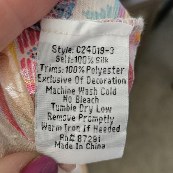 Johnny Was 100% Silk Colorful Floral Tunic - Picture 10 of 10